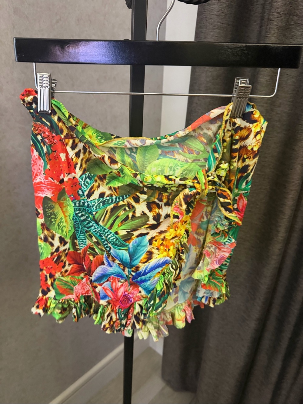 LULI FAMA Vibrant Tropical Print Women’s mini skirt sarong- Multi